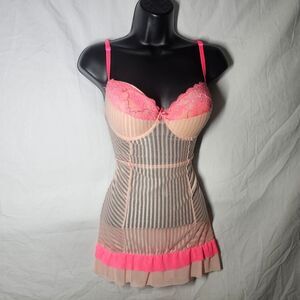 Vintage y2k Coquette baby pink underwire lingerie top